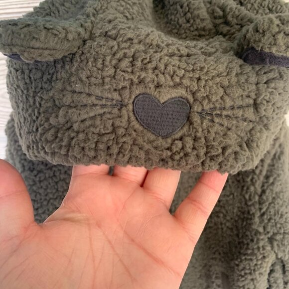 NWT Boboli Olive Green Cat Ear Sherpa Cardigan 4 - Picture 5 of 7